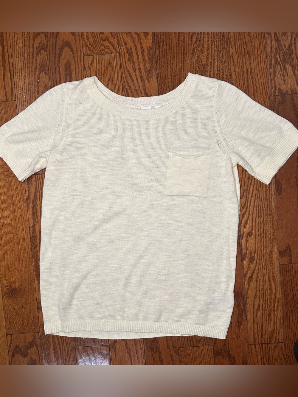 Gap Cream Short Sleeve Cream Short-Sleeve Knit Top